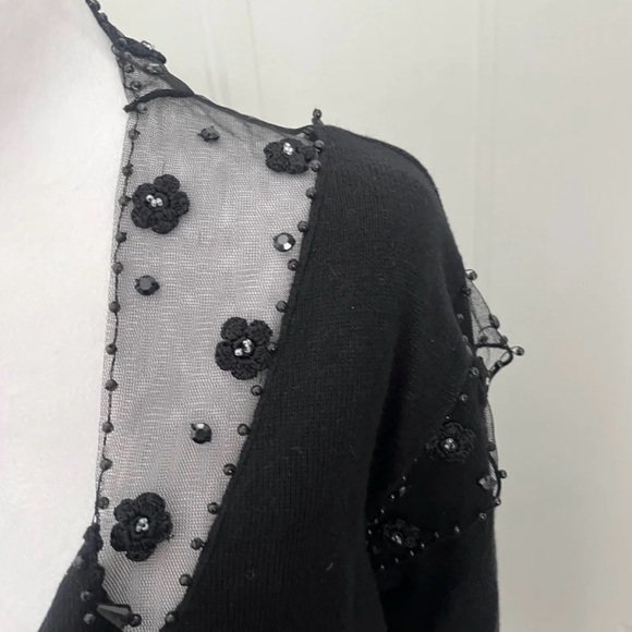 Storybook Knits Cardigan Large Sequin Lace Mobwife Black Beaded‎ Embellished Net - Picture 4 of 12